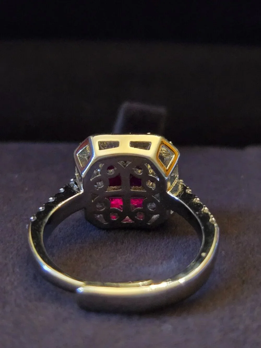 2 CT Red Ruby-Style Statement Ring – Size 7 – White Gold Plated